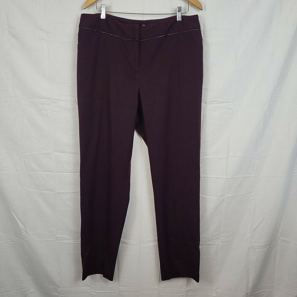 Rafaella Curvy Womens Plum Office Siren Career Officecore Slim Leg Pants Size 16